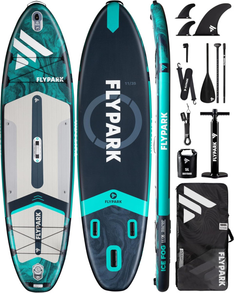 Сапборд надувной FLYPARK ICE FOG Green 325x89x15 см синий-серый