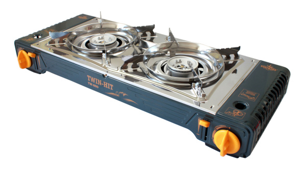 Плита газовая TOURIST TWIN-HIT двухкомфорочная, с переходником