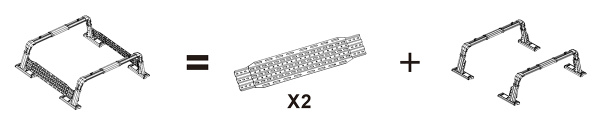 Силовой каркас-кунг Baja Racing (тип А) с 2-мя малыми раздвижными боковыми панелями Mitsubishi L200, Isuzu D-MAX, Nissan Navara