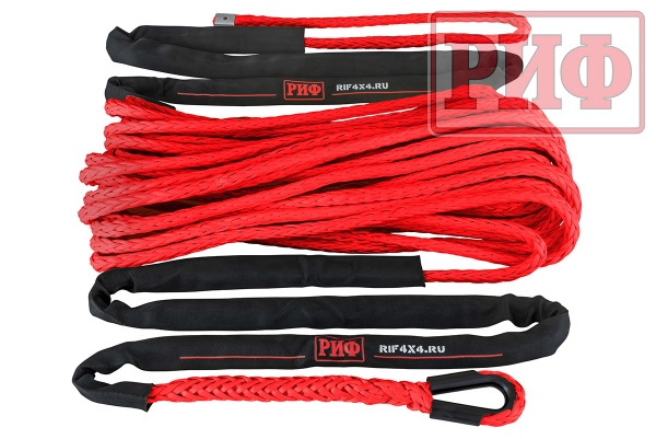 Трос для лебёдки синтетический РИФ 12 мм/26 м, красный Трос для лебёдки синтетический РИФ 12 мм/26 м, красный