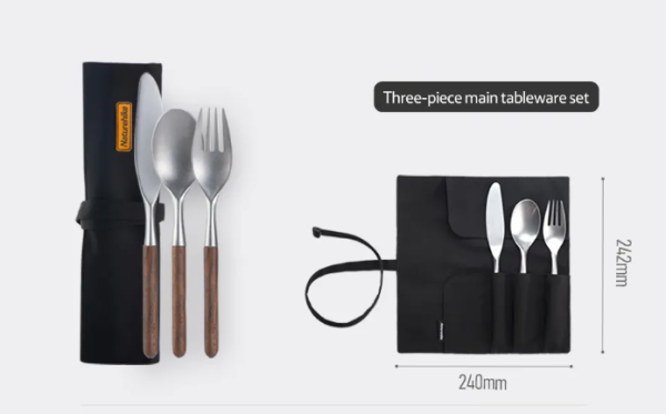 Набор столовых приборов Naturehike 3 в 1 (нож, вилка, ложка), нержавеющая сталь, орех, в чехле