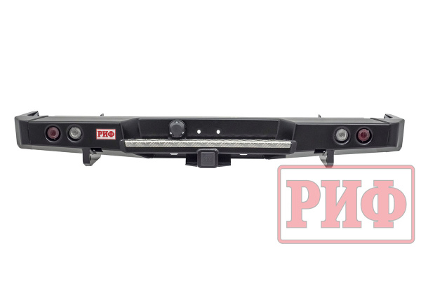 Бампер РИФ силовой задний Toyota Land Cruiser 78 2007+ с квадратом под фаркоп и фонарями