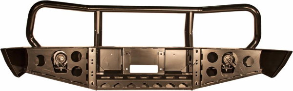 Бампер РИФ передний Nissan Navara D40/Pathfinder R51 (2004-2009) с доп. фарами и защитной дугой