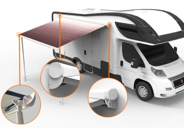 2 Маркиза автомобильная РИФ 5,0х2,5 м кассетная,  привод механический, электромотор, корпус белый