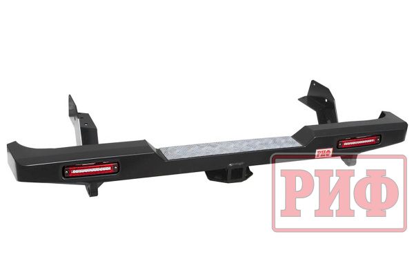 Бампер РИФ силовой задний Ford Ranger T6 2011-2015 с квадратом под фаркоп и фонарями