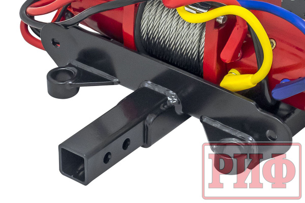 Лебёдка переносная РИФ 9.5XS c квадратом для фаркопа, корот. барабан, стал. трос (облегченная) Лебёдка переносная РИФ 9.5XS c квадратом для фаркопа, корот. барабан, стал. трос (облегченная)