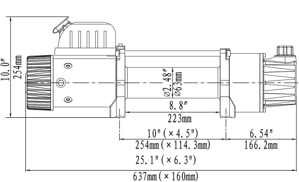 Лебёдка электрическая двухскоростная 12V Runva EWD12000USR 5443 кг (синтетический трос)