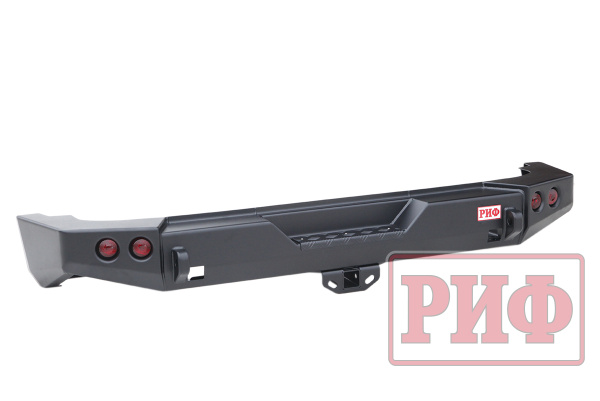Бампер РИФ силовой задний Jeep Wrangler JK 2007-2018 с квадратом под фаркоп и фонарями, стандарт