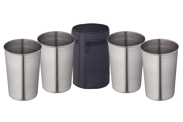 Набор стаканов TOURIST "Дружба" (4 шт.), в чехле, 170 мл, нержавеющая сталь