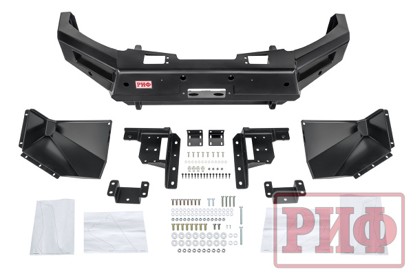 Бампер РИФ силовой передний Mitsubishi Pajero Sport 2015-2020 под доп. фары и парктроник