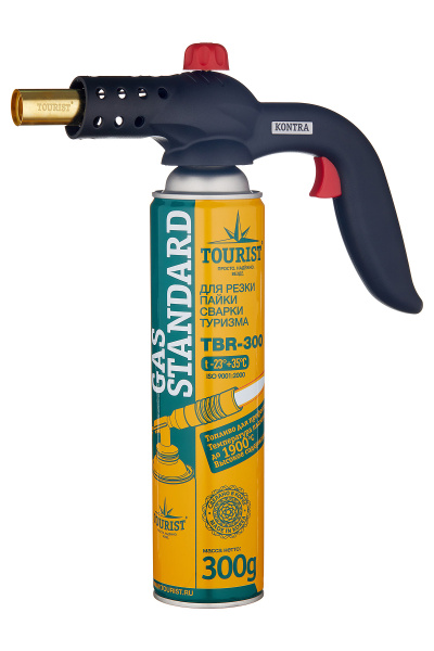 1 Резак газовый TOURIST KONTRA с пьезоподжигом, системой подогрева газа, и ручкой. на резьбовой балл