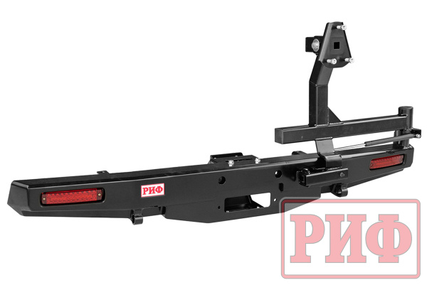 Бампер РИФ силовой задний УАЗ Буханка с площадкой под лебёдку, калиткой и фонарями, стандарт