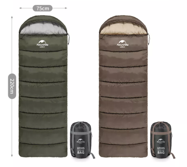 2 Мешок спальный Naturehike U350, (190х30)х75 см, (левый) (ТК: +1°C), темно-зеленый