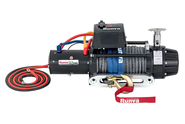 Лебёдка автомобильная электрическая 12V Runva EWB12500SSRMAC 5670 кг (влагозащищенная), комбинированный роспуск, синтетический трос
