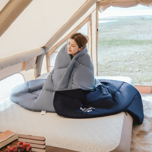 3 Мешок спальный Naturehike Sunny Day PL02 U250, (190+30)х80 см, (левый) (ТК: +8C), серо-голубой