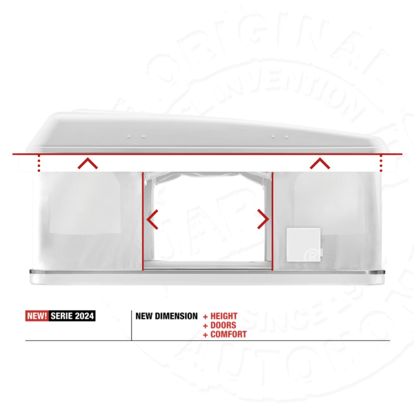 Палатка на крышу автомобиля AUTOHOME MAGGIOLINA GRAND TOUR LARGE 360 BLACK STORM, чёрный тент, лестница 215 мм