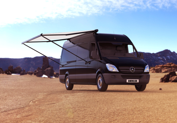 Маркиза автомобильная РИФ 3,5х2,5 м кассетная,  привод механический, электромотор, корпус черный