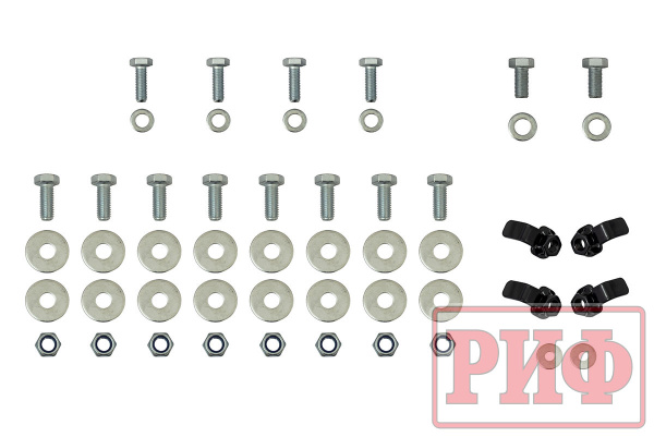 Бампер РИФ силовой передний TLC Prado 120 с доп. фарами, центр. дугой, защитой бачка омывателя