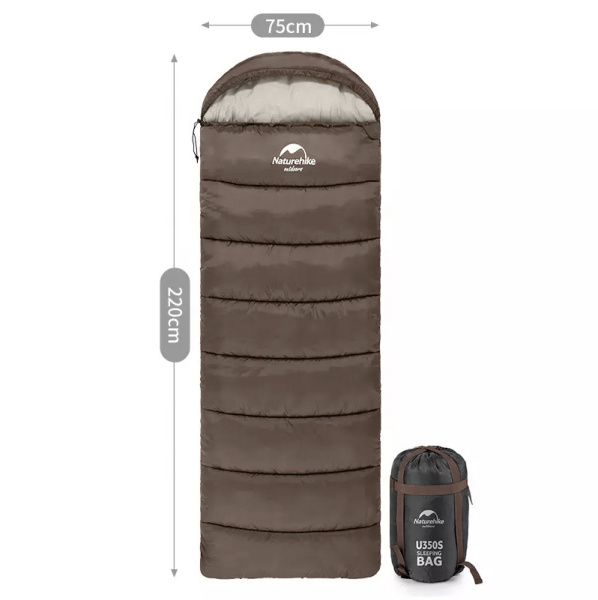 2.Мешок спальный Naturehike U350S, (190х30)х75 см, (левый) (ТК: -3°C), (коричневый)