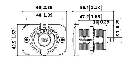 Розетка 12В с монтажной панелью