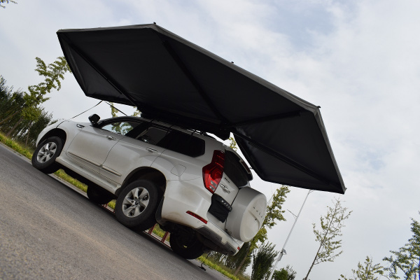 Маркиза автомобильная РИФ веерная, безопорная 2,3х2 м (левая), увеличенная, серая